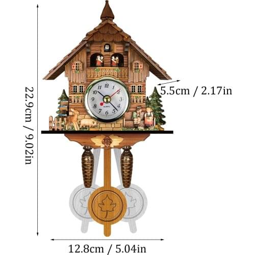Forest Cuckoo Clock Retro Nordic Style Wooden Cuckoo Wall Clock Chime Alarm Clock Retro Wooden Living Room Clock