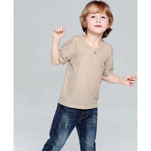 Summer Children Clothing 2019 Soft Thin V-neck T shirt Casual Comfortable Boys Tops Solid Color Girls T shirt BC619