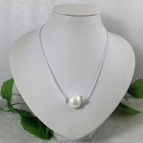 Unique Pearls jewellery Store,14X20MM Big Size Shell Pearl Rhinestone Beads Jewelry,Magnet Clasp,White Shell Necklace
