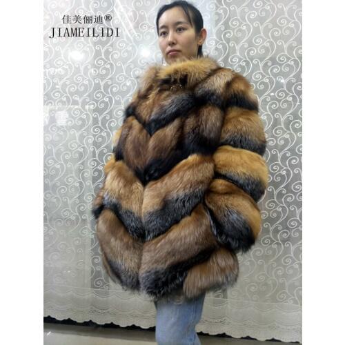 Fashion new fox fur fur coat long collar collar Slim jacket jackfruit fur coat winter warm lady fur coat