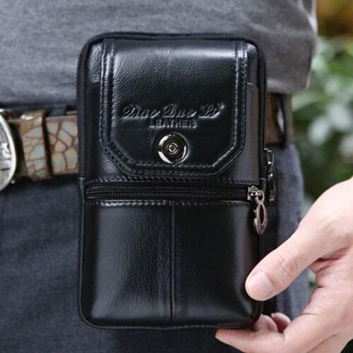 Men Genuine Leather Cell Mobile/Phone Case Cover Skin Vintage Belt Hip Fanny Bag Waist Pack Purse Christmas Gift Leather Bag