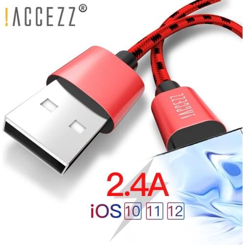 !ACCEZZ Nylon Charge Data Cable For Apple iPhone X 7 6 8 Plus XR XS MAX For iPad Air 2 IOS 9 10 11 Phone Charging Sync Cables 1M