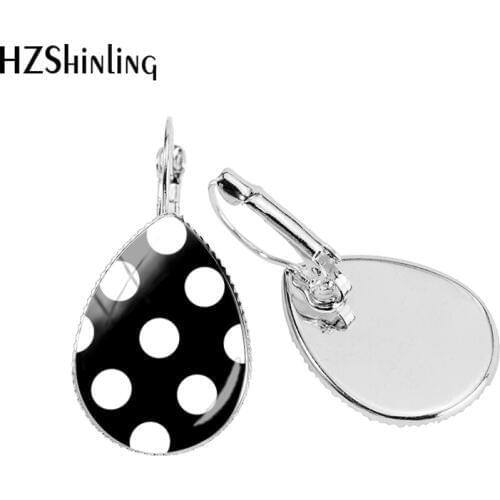 2019 New Red Polka Dot Tear Drop Earring Bronze Ear Clip Colorful Polka Dots Earrings Clips Glass Dome Jewelry