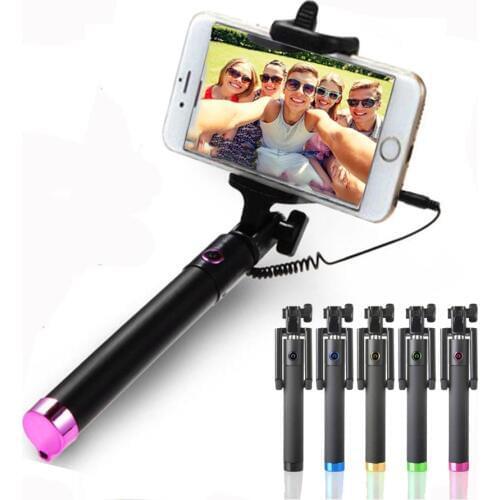 2019 New Fashion Universal Portable Handheld Self-Pole Tripod Monopod Stick For Smartphone Wired Selfie Stick For iPhone 6/6s