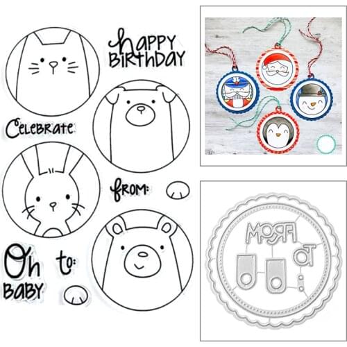 2021 New Animal Cat Pig Bunny pattern Clear Stamps and Metal Cutting Dies For DIY Craft Making Paper Tag Label Card Scrapbooking