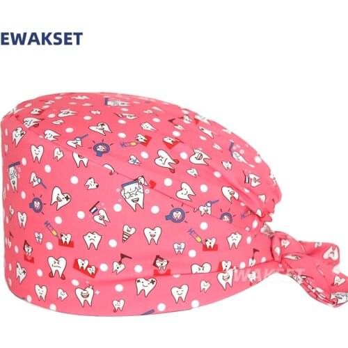 Wholesale Scrub Cap Unisex Anime Printed Surgical Caps Pet Shop Beauty Salon Work Hat Elastic Breathable Scrubs Hats Women Men