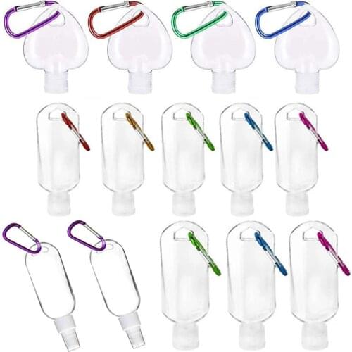 50pcs 30ml 50ml Travel Plastic Clear Keychain Bottles Leakproof Squeeze Container with Flip Cap for Cosmetics Refillable Bottle