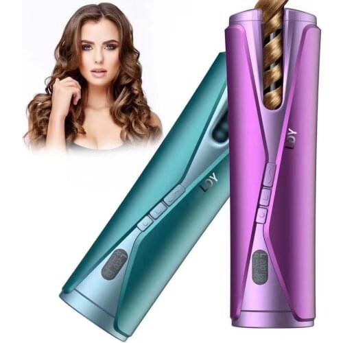 Portable Cordless Automatic Hair Curler USB Rechargeable Hair Curling Iron LED Display Temperature Adjustable Styling Machine
