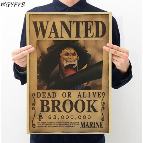 One Piece Pirate king reward series Brooke Kraft Anime Paper Poster Home Decoration Painting Wall Sticker Gift Picture 50.5x35cm