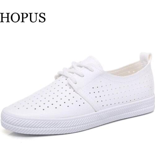 Casual Women Shoes New Fashion Casual Flats PU Leather Mesh Simple Women Casual Girl Soft White Shoes Sneakers