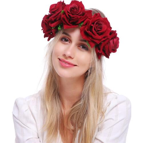 Womens Elastic Designe Headband Wreath Decorations Bride and Bridesmaid Wedding Hair Accessories Flowers Hair Bands for Girls