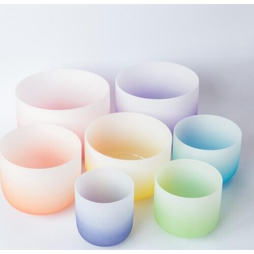 1PC 12 Inch 440HZ 432HZ Half Color Quartz Crystal Singing Bowl C D E F G A B Chakra Set