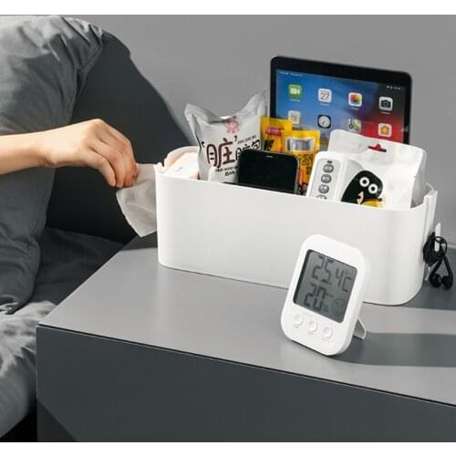 Bedside Plastic Storage Caddy with Removable Hook Hanging Basket Sundries Organizer Box Holder for Dorm Room Baby Bed