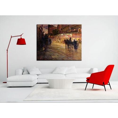 Handmade Modern Abstract Paris Oil Painting Calligraphy Handpainted Wall Art Decorative Canvas Picture of City Streetscape Paint