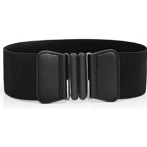 Women Wide Elastic Waist Belt For Party Dress Slimming Belt Accessories High Stretch Elastic Wide Corset Waist Belt Black