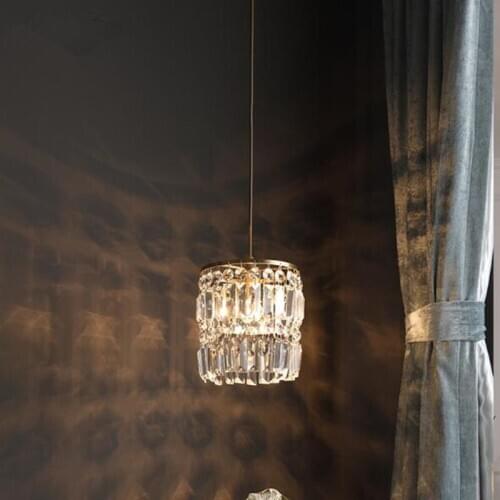 American Retro Style Bedroom Bedside Led Crystal Chandelier Creative Copper Parlor Restaurant Bar Aisle Hanging Light Fixtures