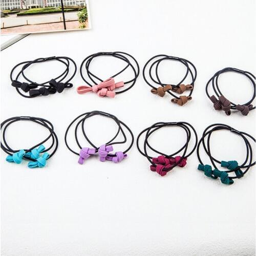 Triple Lovely Small Bow knots Kids Children Elastic Hair Bands Accessories Ponytail Holder for Women Hairwear