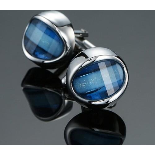 Blue Crystal Cufflinks new fashion brand jewelry high quality Cufflinks mens wedding shirt suit pin badge button gift