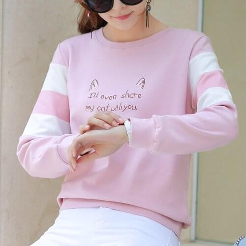 Crew Neck Sweatshirt Women Coat Spring Letter Print Korean Streetwears Harajuku Casual Color Block Stitching Thin Pullovers