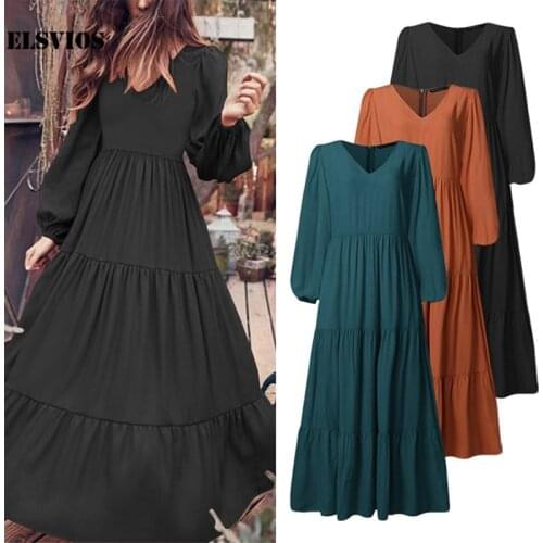 Autumn Women A-line Dress V Neck Fashion Solid Color Long Sleeves Casual Dresses Elegant Vintage Streetwear Party Dress Vestidos