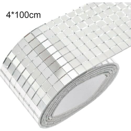 1 Roll Mini Square Mirrors Mosaic Home Decoration Tiles Handmade Crafts DIY Glass For Bathroom Self-Adhesive P1F1