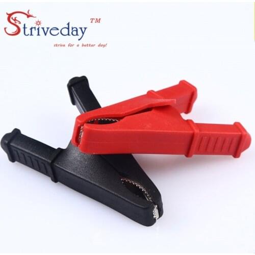 1pcs Copper alligator clip 50A closed safety sheath test clip long 75mm car battery clip