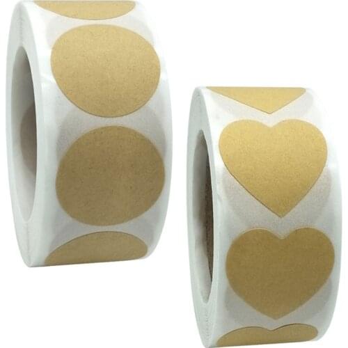 500Pcs Blank Kraft paper Sticker Round Pastry classify Stickers Letters DIY Cake Cookies Baking Gift Box Sealing labels Sticker