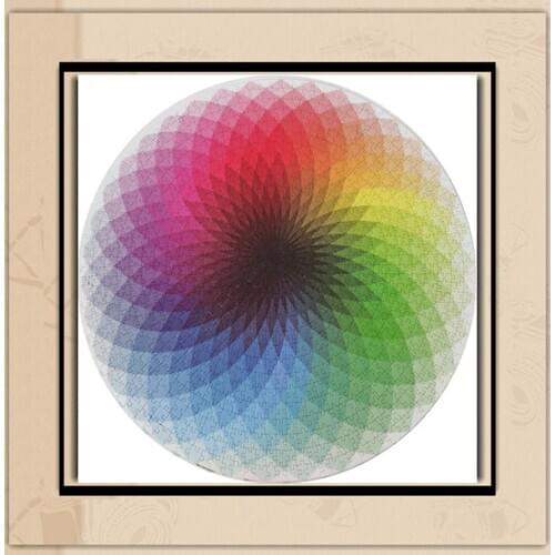 1000Pcs Puzzle Gradient Color Self Assembly Round Jigsaw DIY Rainbow Kids Educational Toy for Parent-child Activities