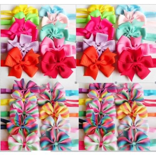 120pc/lot) Pet Dog rainbow solid color Ribbon bow Tie Grooming Bowknot Ties For Dogs Pet Accessories mixed style Y921-4