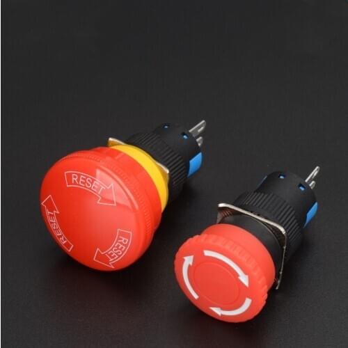 16mm Mounting Holes Latching Emergency Stop Push Button Switch Big/Small head YJ-LA16-11ZS-A