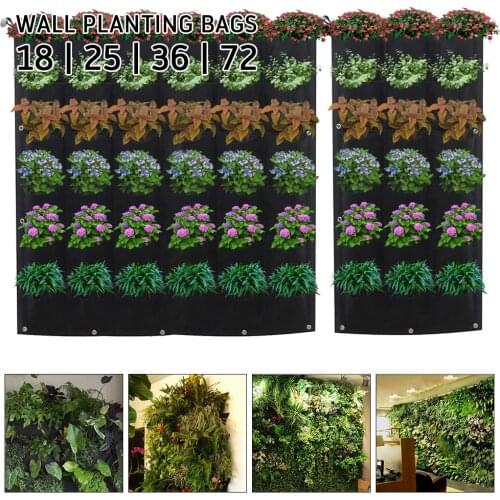 18/25/36/72 Pockets Herb Garden Plants Grow Bags Green Wall Hanging Verticale Garden Seedling Vegetable Grow Bags Planter Pouch