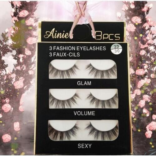 3 Pairs Fine Fiber False Eyelashes Fake Lashes Long Make up 3D Lashes Extension Eyelash Women Eyelashes For Make Up