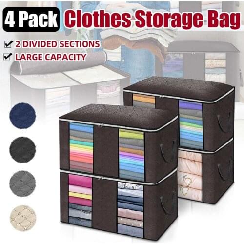 4pcs/set Clothes Quilt Storage Bag Blanket Closet Sweater Organizer Box Sorting Pouches Clothes Cabinet Container Travel Home