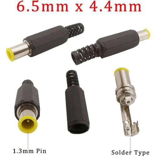5Pcs/Lot DC Power Jack Plug Connector 6.5mm x 4.4mm with 1.3mm Pin Power DC Plug 6.5*4.4mm Male Plug DIY Repair Audio Adapter