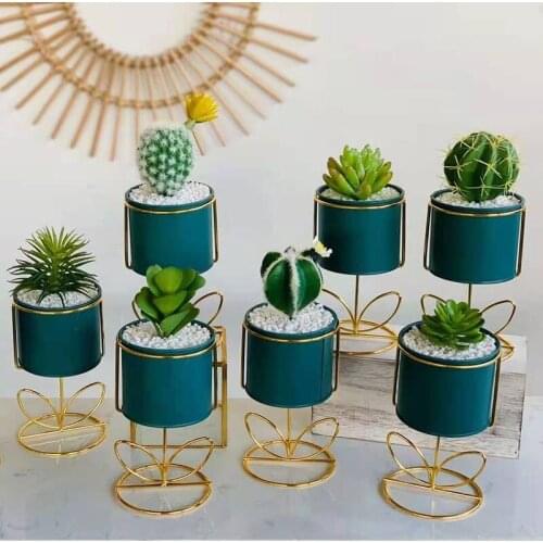 Metal Flower Stand Wrought Iron Flower Pot Gilded Succulent Potted Plant Iron Basket Desktop Flower Pot