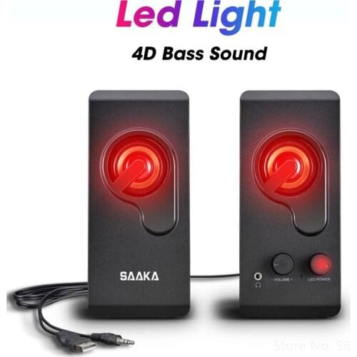 4D Surround Computer Speakers for Laptop Stereo Bass Sound Subwoofer Column Soundbar HIFI Music System Not Bluetooth Speaker USB
