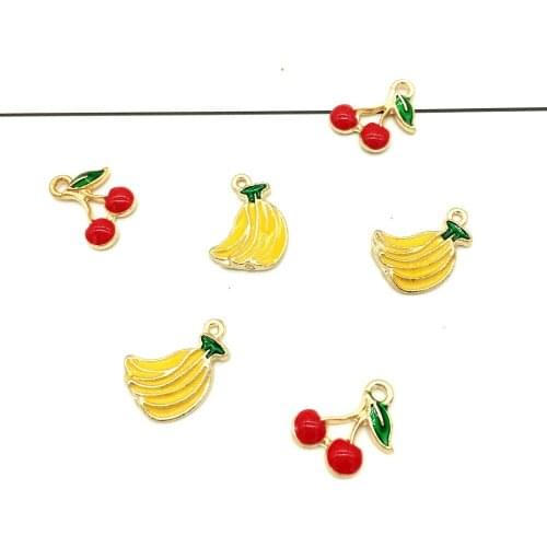 DIY 10pcs Enamel Fruit series pineapple Strawberry Alloy Charm Gifts Making key chain Bracelet Necklace diy Jewelry Accessories