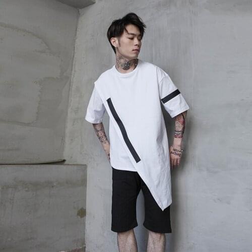 Summer loose hip hop short sleeve t-shirt mens and womens Harajuku style personality zipper couple half sleeve top inschao bra