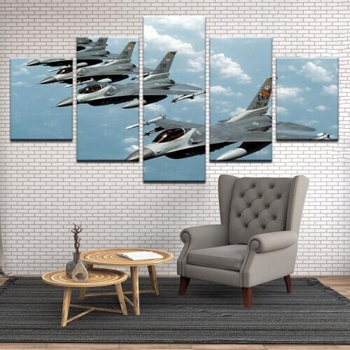 Canvas Wall Art Pictures Home Decor Framework HD Prints 5 Pieces Fighter Aircraft Painting For Living Room Plane Poster