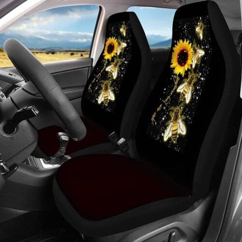 INSTANTARTS Bee U r my sunshine Fashion Design Car Seat Covers Set of 2 Auto Intorior Front Seat Decoration Sheet Universal Fits