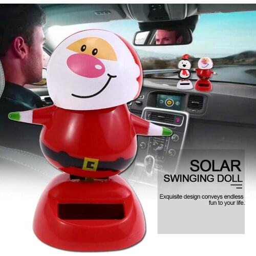 Car Solar Swinging Doll Solar Shaking Head Doll Car Decorative Cartoon Doll Car Interior Kids Toys Gift Christmas Decor