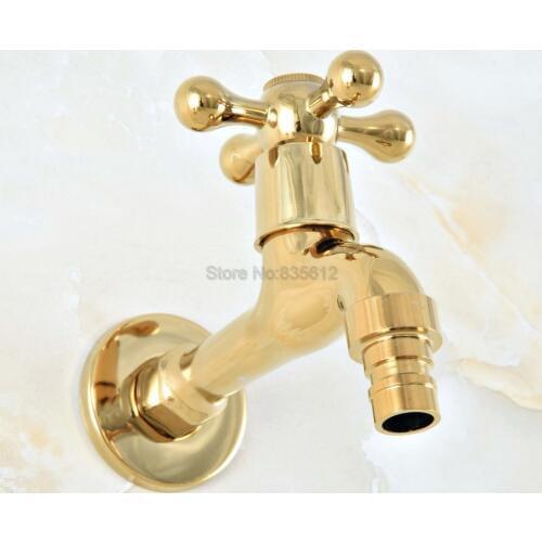 Gold Color Brass Wall Mount Cold Water Basin Faucet Washing Machine Taps Washing Machine Water Tap tav143