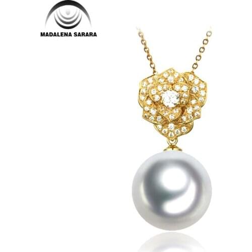 MADALENA SARARA 11mm AAA Freshwater Pearl Women Necklace White Pearl Bead Choker Necklace Natural Color With Pure 18k gold