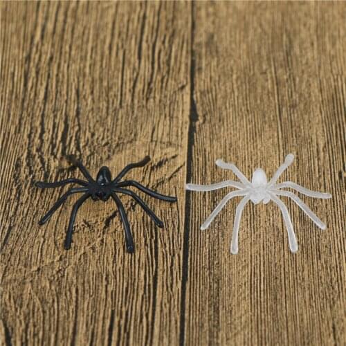 Small Plastic Fake Spider Prank Toys Haunted House Prop Black Halloween Decorative Spiders Children Novelty Toy 30Pcs/Pack