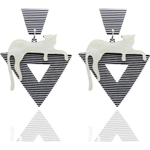 Statement Big Triangle Leopard Drop Earrings For Women Animal Striated Long Dangle Earrings Punk Party Fashion Jewelry 2021 New