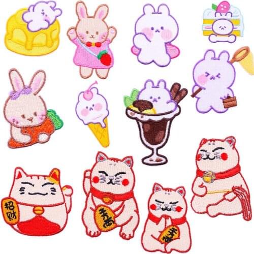 Cartoon Cute Cloth Sticker Embroidery Patch Stickers For Shirts With Stick Childrens Bunny Patch Striped Badge Jeans Patches
