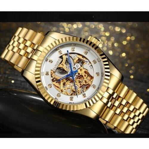 38mm Sangdo Luxury watchesho llow out Automatic Self-Wind movement Mechanical watches Plating 18K Gold color Mens watch SD054S