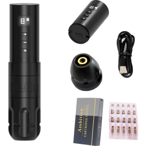 Wireless Tattoo Battery Pen Tattoo Kit Set Rotary Machine Gun Coreless Motor Digital Display Permanent Makeup Needle Cartridges