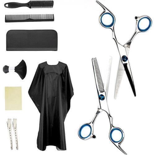 10Pcs/Set Home Hairdressing Scissors Kit Hair Cutting Scissors Professional Hair Scissors Tail comb Hair Cape Hair Cutter Comb