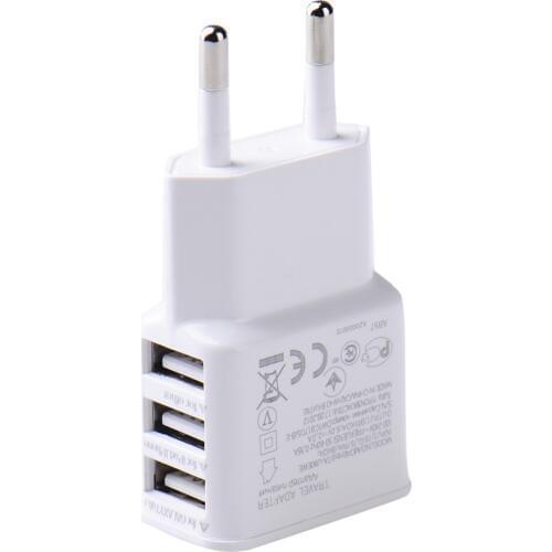 5V 2A EU Plug 3 Ports USB Wall Travel Charger Adapter for Iphone 6 7 8 X Samsung Huawei Xiaomi IOS Android Smartphone Tablet Pc